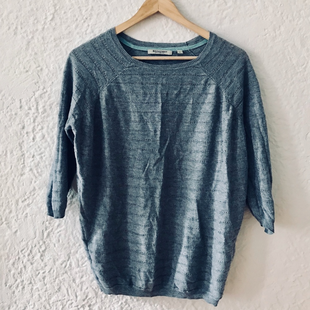 BROADWAY FASHION Gray Knit Lightweight Sweater M
